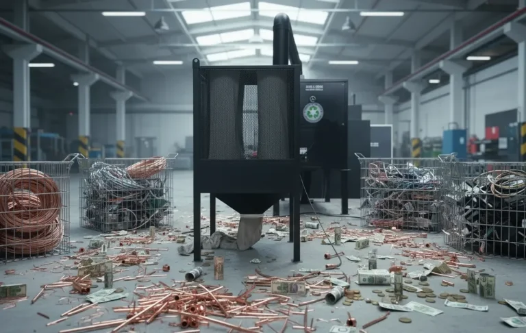 Detail Walzenbereich Elektrostatik-Separator Detailaufnahme der elektrostatischen Walzen des JOSAN Separators für präzise Materialtrennung.